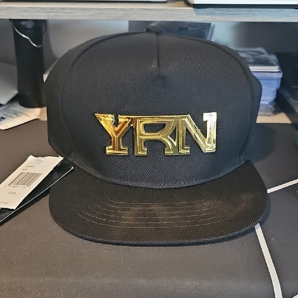Black and Gold Snapback Hat with YRN Logo